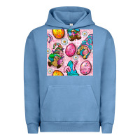 Pigment Pebble Blue Easter Gnomies Seamless Pattern Urban Hoodie - BundleAndBundleShop