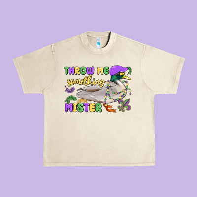 Throw Me Something Mister Mardi Gras Duck Urban Heavy Tee Designed By Maliassmallbusiness