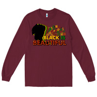 Burgundy black is beautiful Long Sleeve Tee - NancyCooperArtShop