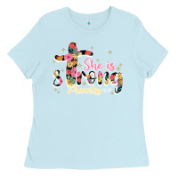 Baby Blue she is strong proverbs 31 25 Ladies Tee - JahusDesignShop