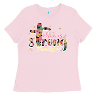 Bubblegum Pink she is strong proverbs 31 25 Ladies Tee - JahusDesignShop