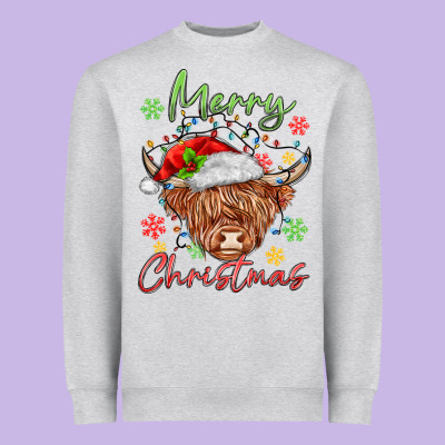 Merry Christmas Cow Heavyweight Sweatshirt Designed By Maliassmallbusiness