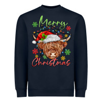 Navy merry christmas cow Heavyweight Sweatshirt - MaliasSmallBusiness
