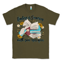Army Green reading is dreaming with your eyes open Classic Tee - MaliasSmallBusiness