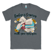 Charcoal Heather reading is dreaming with your eyes open Classic Tee - MaliasSmallBusiness