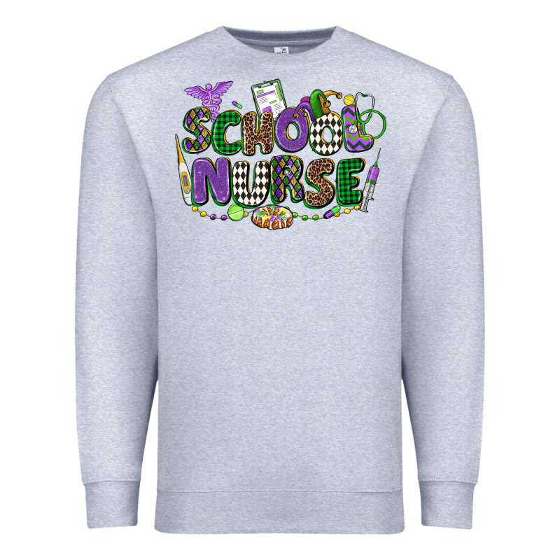 School Nurse Mardi Gras Premium Sweatshirt by CowGirlArtShop | Teevron