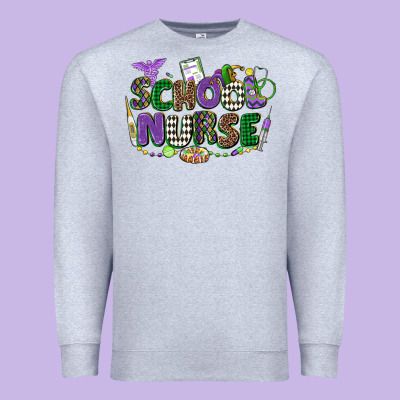 School Nurse Mardi Gras Premium Sweatshirt Designed By Cowgirlartshop