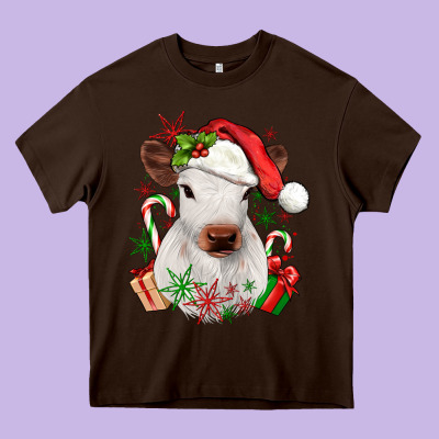 Christmas Heifer Heavy Core Tee Designed By Jahusdesignshop