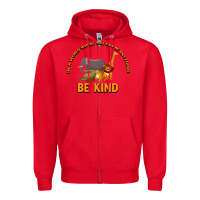 Red In a World Where You Can Be Anything Bee Kind Zipper Hoodie - Bettercallsaul