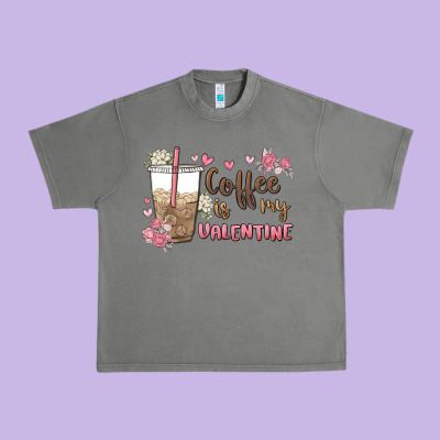 Coffee Is My Valentine Urban Heavy Tee Designed By Maliassmallbusiness
