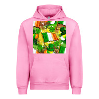 Fuchsia Pink Ireland flag with St. Patrick's Day  digital paper Urban Hoodie - BundleAndBundleShop