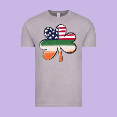 St Patricks Day Shamrock American Flag Vintage Tee Designed By Maliassmallbusiness