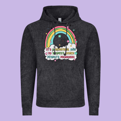 Beautiful Day To Respect Pronouns Vintage Hoodie Designed By Maliassmallbusiness