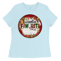 Baby Blue custom name santas favorite nurse Ladies Tee - AdoDesignShop
