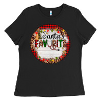 Black custom name santas favorite nurse Ladies Tee - AdoDesignShop