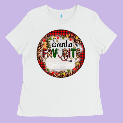Custom Name Santas Favorite Nurse Ladies Tee Designed By Adodesignshop