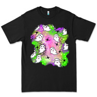 Black ghost halloween patch Premium Tee - BundleAndBundleShop