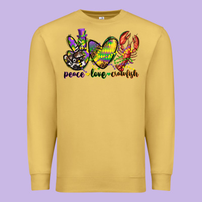 Peace Love Crawfish Mardi Gras Premium Sweatshirt Designed By Cowgirlartshop