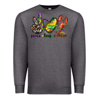 Charcoal Heather peace love crawfish mardi gras Premium Sweatshirt - CowGirlArtShop