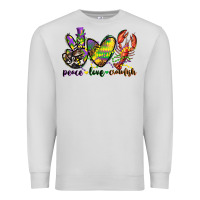 Dove Grey peace love crawfish mardi gras Premium Sweatshirt - CowGirlArtShop