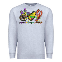 Heather Grey peace love crawfish mardi gras Premium Sweatshirt - CowGirlArtShop