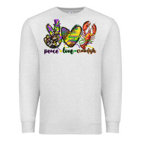 Oatmeal Heather peace love crawfish mardi gras Premium Sweatshirt - CowGirlArtShop