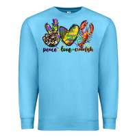 Ocean Blue peace love crawfish mardi gras Premium Sweatshirt - CowGirlArtShop