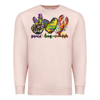 Pale Pink peace love crawfish mardi gras Premium Sweatshirt - CowGirlArtShop