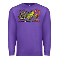 Purple peace love crawfish mardi gras Premium Sweatshirt - CowGirlArtShop
