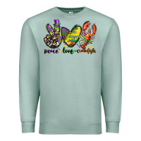 Seafoam peace love crawfish mardi gras Premium Sweatshirt - CowGirlArtShop
