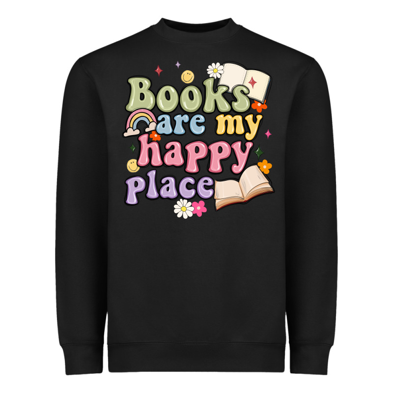 Books Are My Happy Place Heavyweight Sweatshirt by MaliasSmallBusiness | Teevron