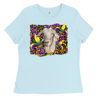 Baby Blue mardi gras goat fleur de lis Ladies Tee - RanaPortraitStore