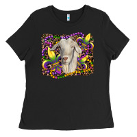 Black mardi gras goat fleur de lis Ladies Tee - RanaPortraitStore