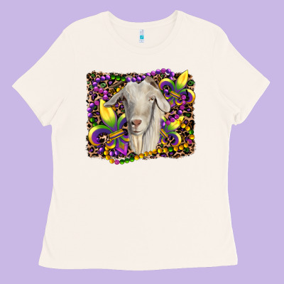 Mardi Gras Goat Fleur De Lis Ladies Tee Designed By Ranaportraitstore