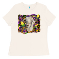 Bone mardi gras goat fleur de lis Ladies Tee - RanaPortraitStore