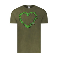 Vintage Olive shamrock heart felling lucky Vintage Tee - MaliasSmallBusiness