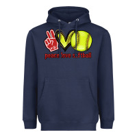 Navy Peace love Softball Heavyweight Hoodie - HowdyJamesFarm