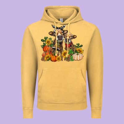 Fall Heifer Cows Vintage Hoodie Designed By Ranaportraitstore