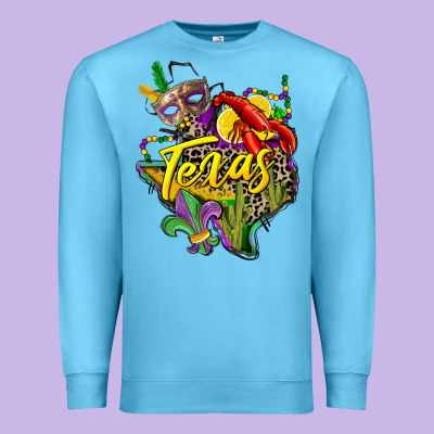 Texas Map Mardi Gras Premium Sweatshirt Designed By Cowgirlartshop