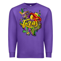 Purple texas map mardi gras Premium Sweatshirt - CowGirlArtShop