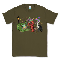 Army Green mardi gras alligator crawfish pelican Classic Tee - MaliasSmallBusiness
