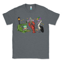 Charcoal Heather mardi gras alligator crawfish pelican Classic Tee - MaliasSmallBusiness