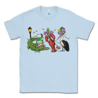 Dusty Blue mardi gras alligator crawfish pelican Classic Tee - MaliasSmallBusiness