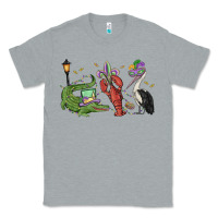 Heather Grey mardi gras alligator crawfish pelican Classic Tee - MaliasSmallBusiness