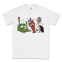 White mardi gras alligator crawfish pelican Classic Tee - MaliasSmallBusiness