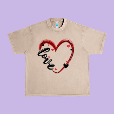 Valentines Day Heart Urban Heavy Tee Designed By Maliassmallbusiness