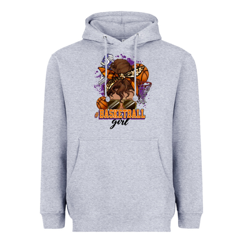 Messy Bun Basketball Girl Heavyweight Hoodie by HowdyJamesFarm | Teevron