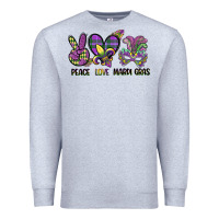 Heather Grey peace love mardi gras Premium Sweatshirt - CowGirlArtShop