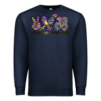 Navy peace love mardi gras Premium Sweatshirt - CowGirlArtShop