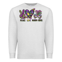 Oatmeal Heather peace love mardi gras Premium Sweatshirt - CowGirlArtShop
